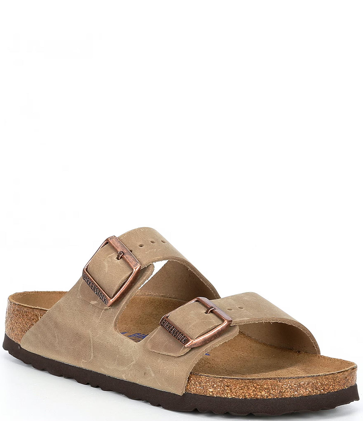 Birkenstock Arizona Taupe Two-Strap Sandals Copper Buckle