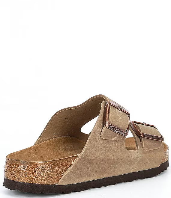 Birkenstock Arizona Taupe Two-Strap Sandals Copper Buckle