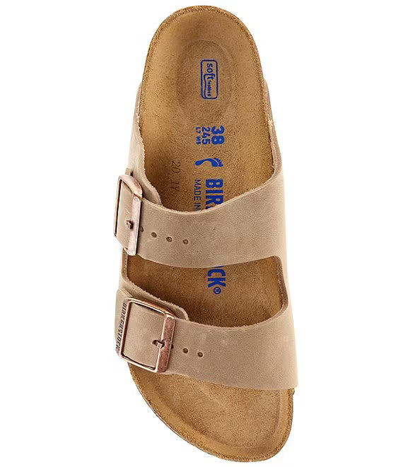 Birkenstock Arizona Taupe Two-Strap Sandals Copper Buckle