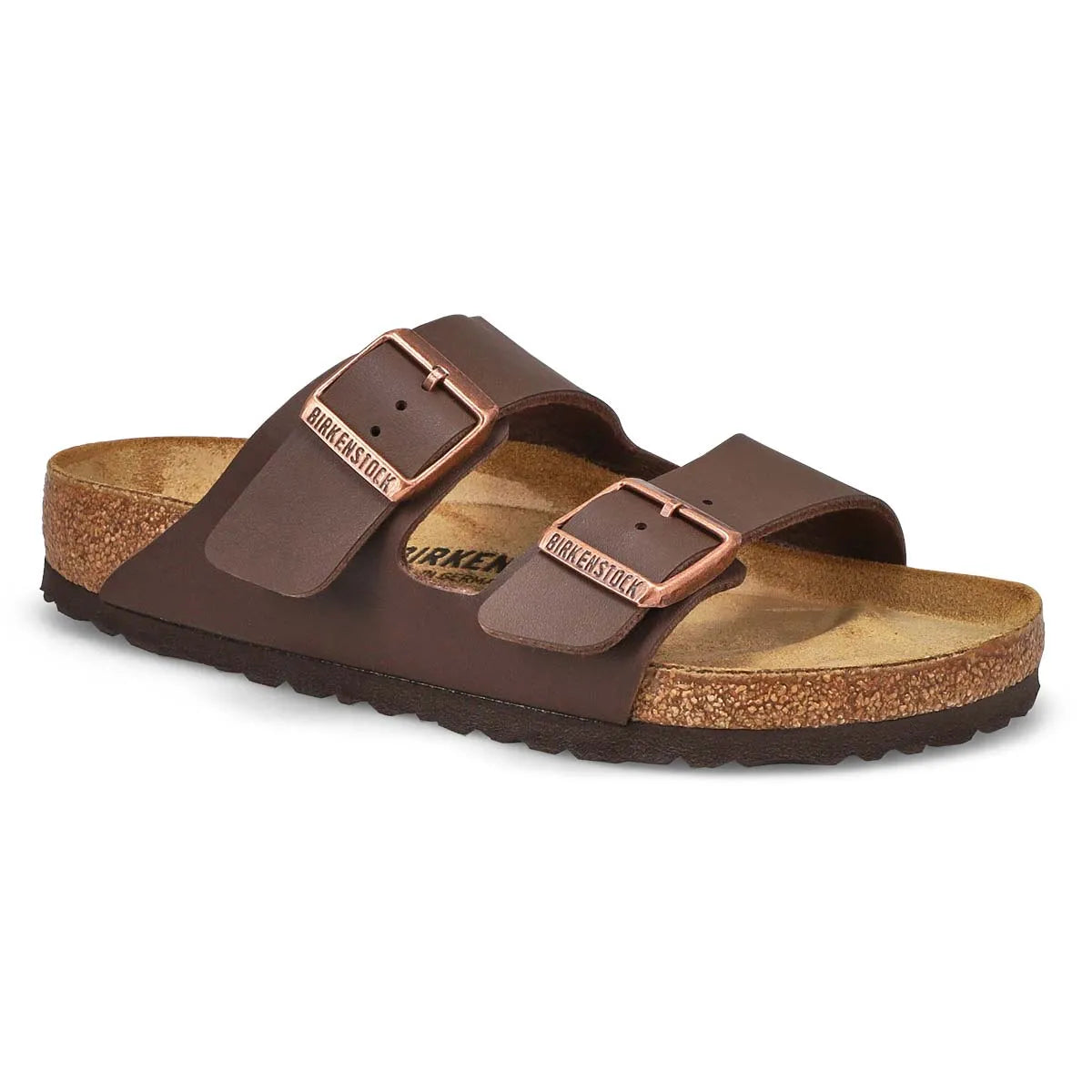 Birkenstock Arizona Mocha Brown Two-Strap Sandals-copper buckle