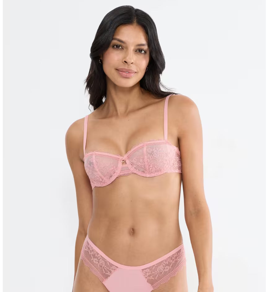 Comfort Allure Underwired Balconette Bra, Black, Light Pink