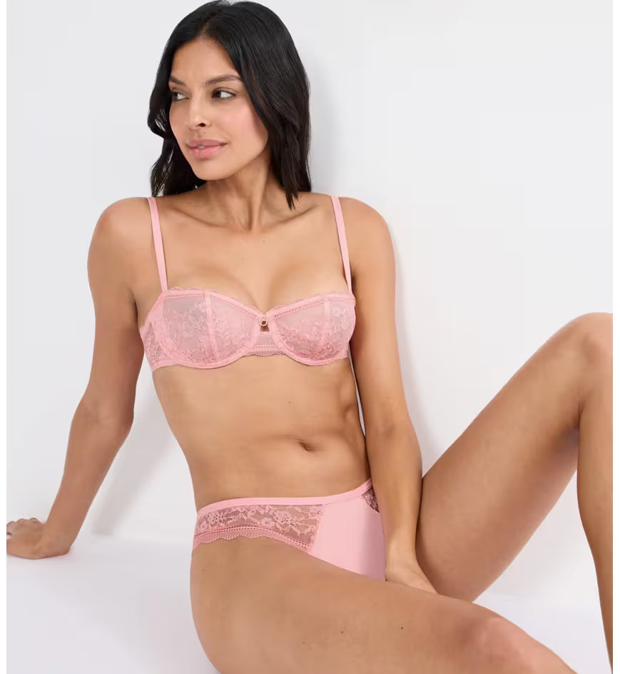Comfort Allure Underwired Balconette Bra, Black, Light Pink