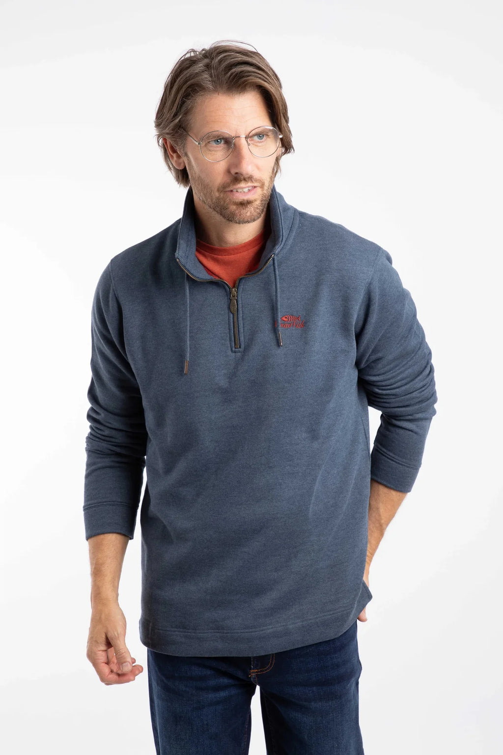 Weird Fish Navy Quarter Zip Sweatshirt
