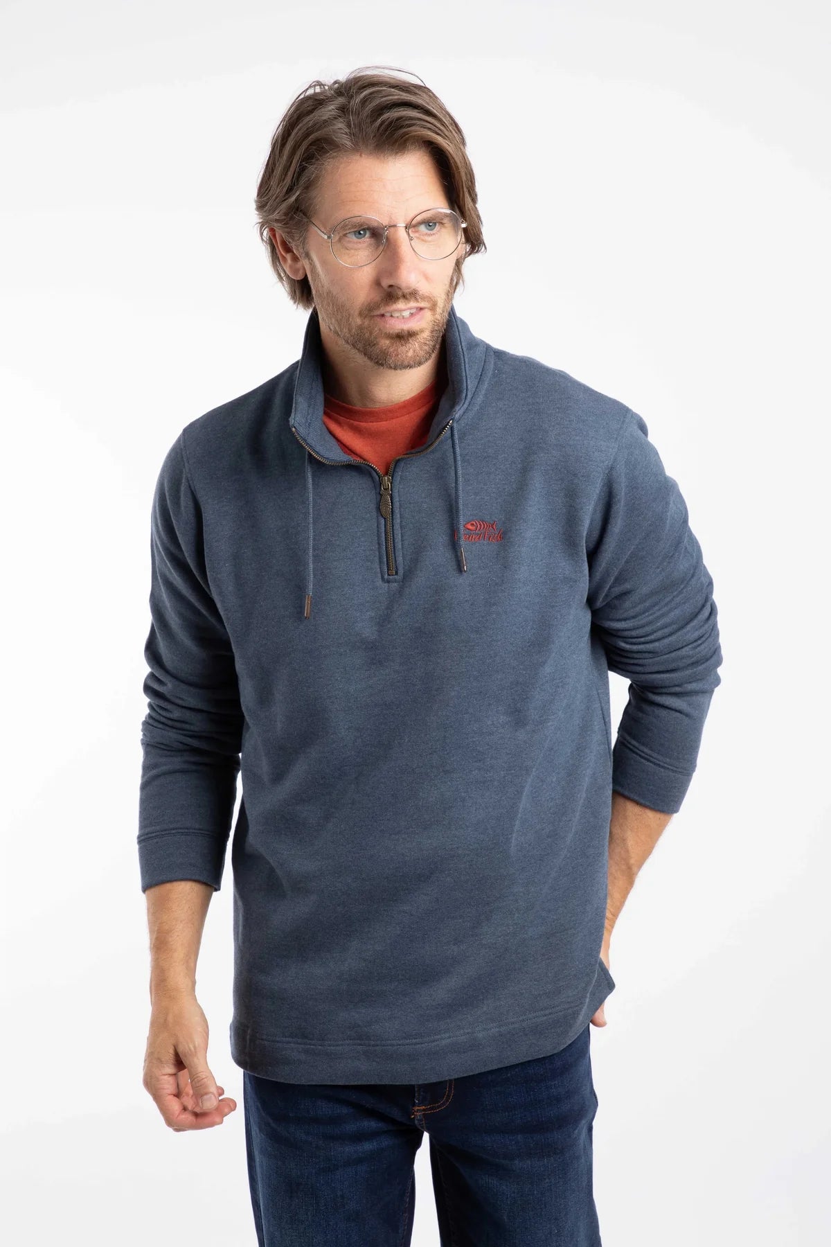 Weird Fish Navy Quarter Zip Sweatshirt