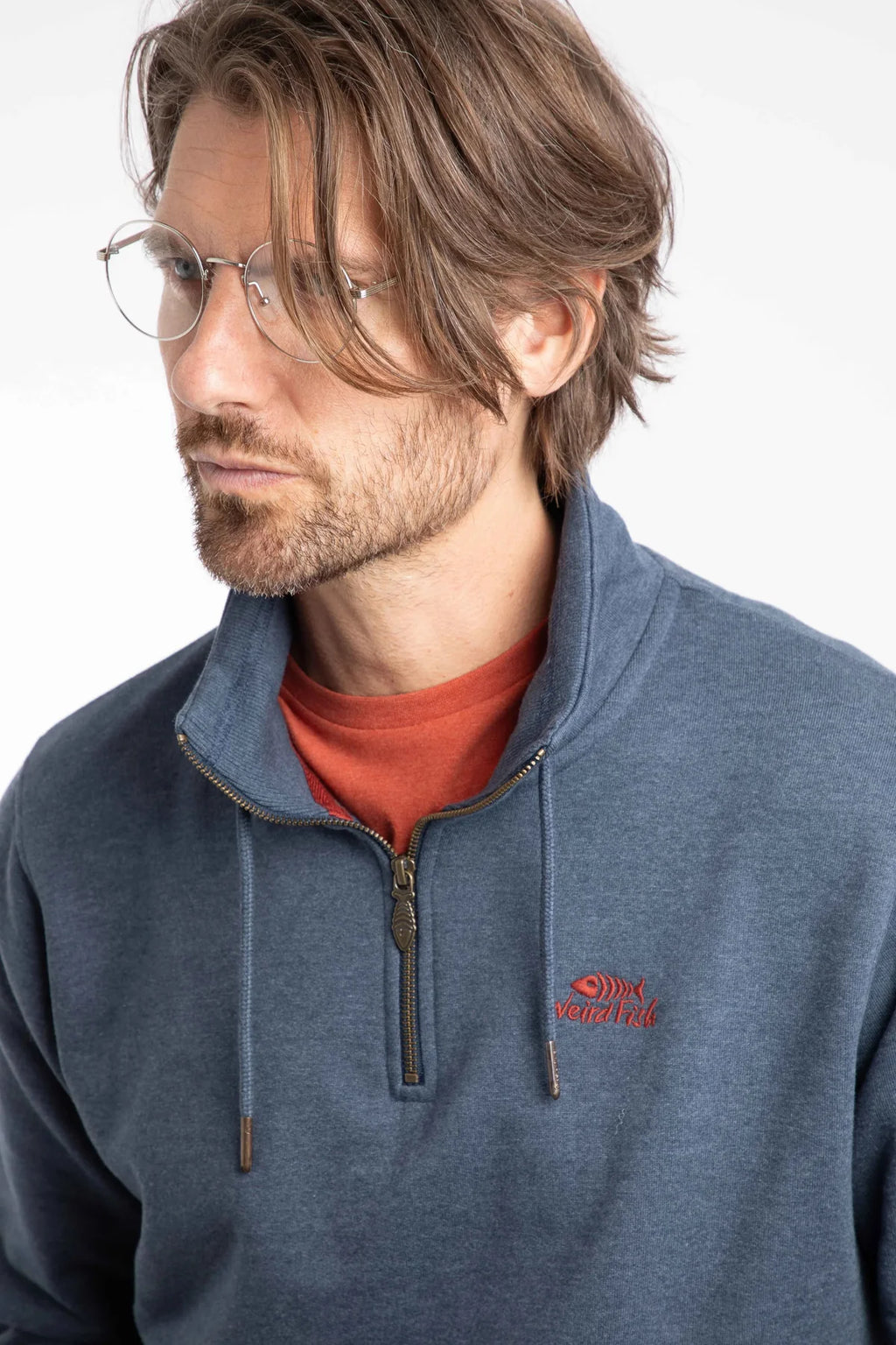 Weird Fish Navy Quarter Zip Sweatshirt