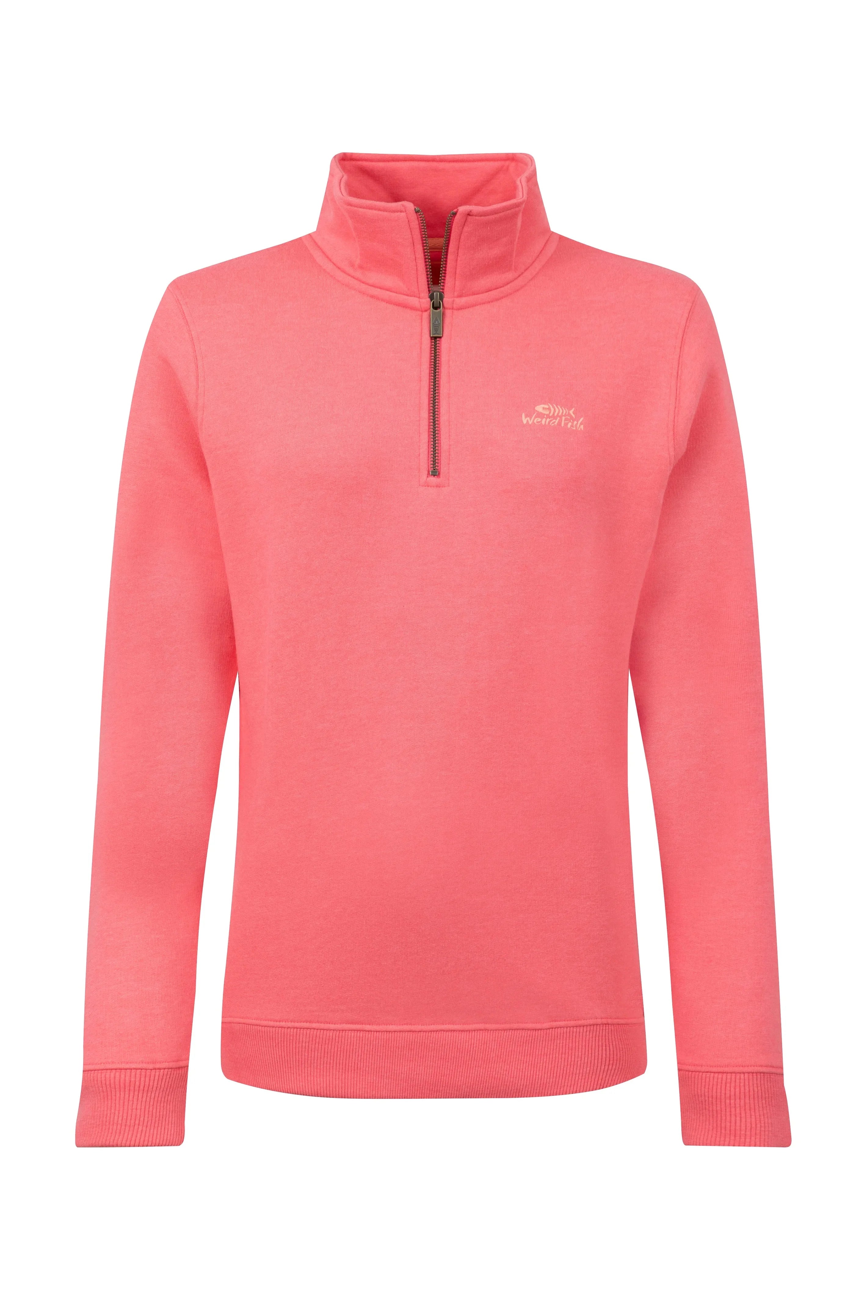 Weird Fish Avery Quarter Zip Sweatshirt - Flamingo