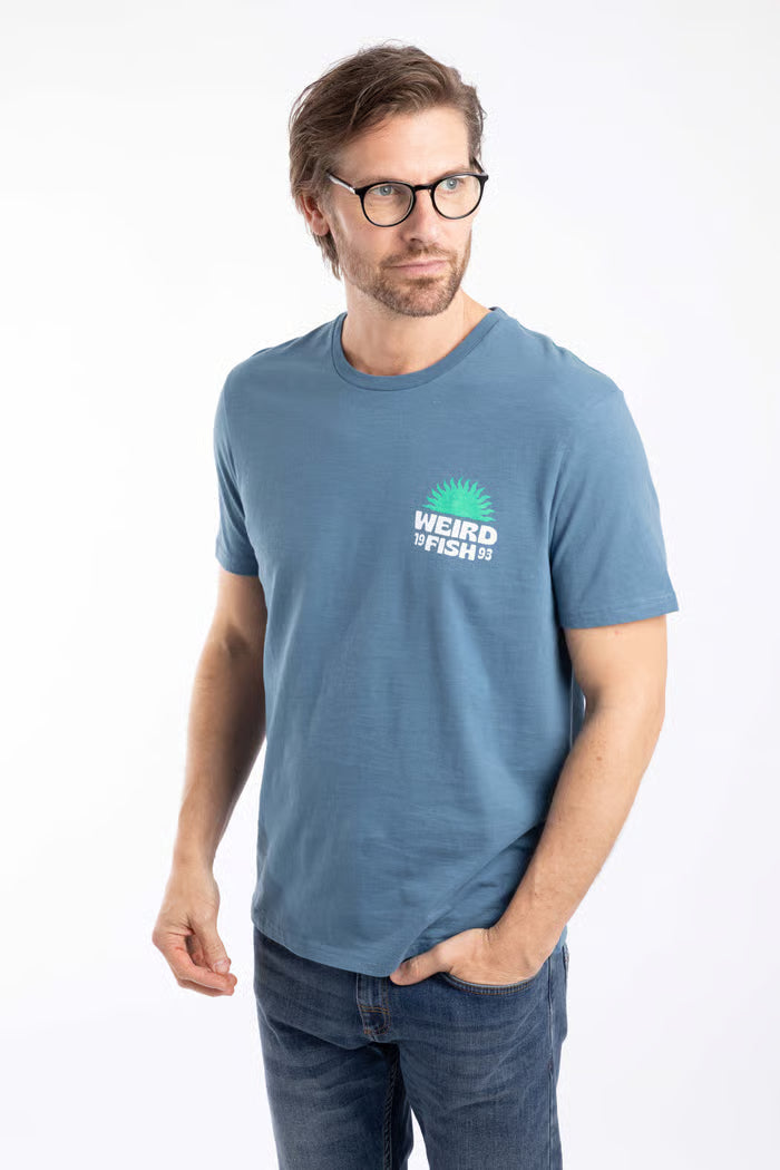 Weird Fish Sunbeam Men's Washed Blue Graphic T-Shirt