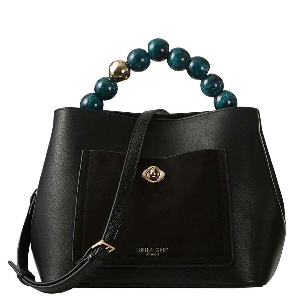 Luella Grey London Black Beaded Handle Tote Bag