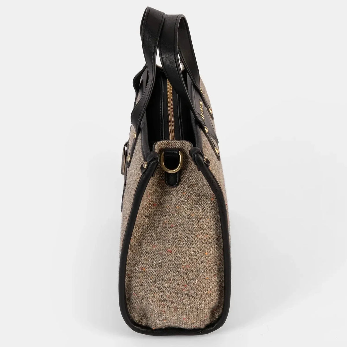 Pepe Moll Lili V9 Taupe Tweed Tote Bag black trim