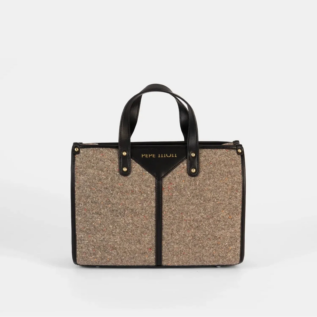 Pepe Moll Lili V9 Taupe Tweed Tote Bag black trim