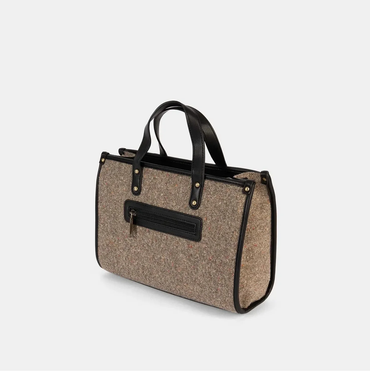 Pepe Moll Lili V9 Taupe Tweed Tote Bag black trim