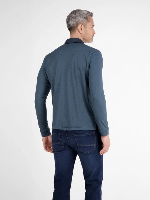 Lerros Pima Cotton Long Sleeve Polo - Blue