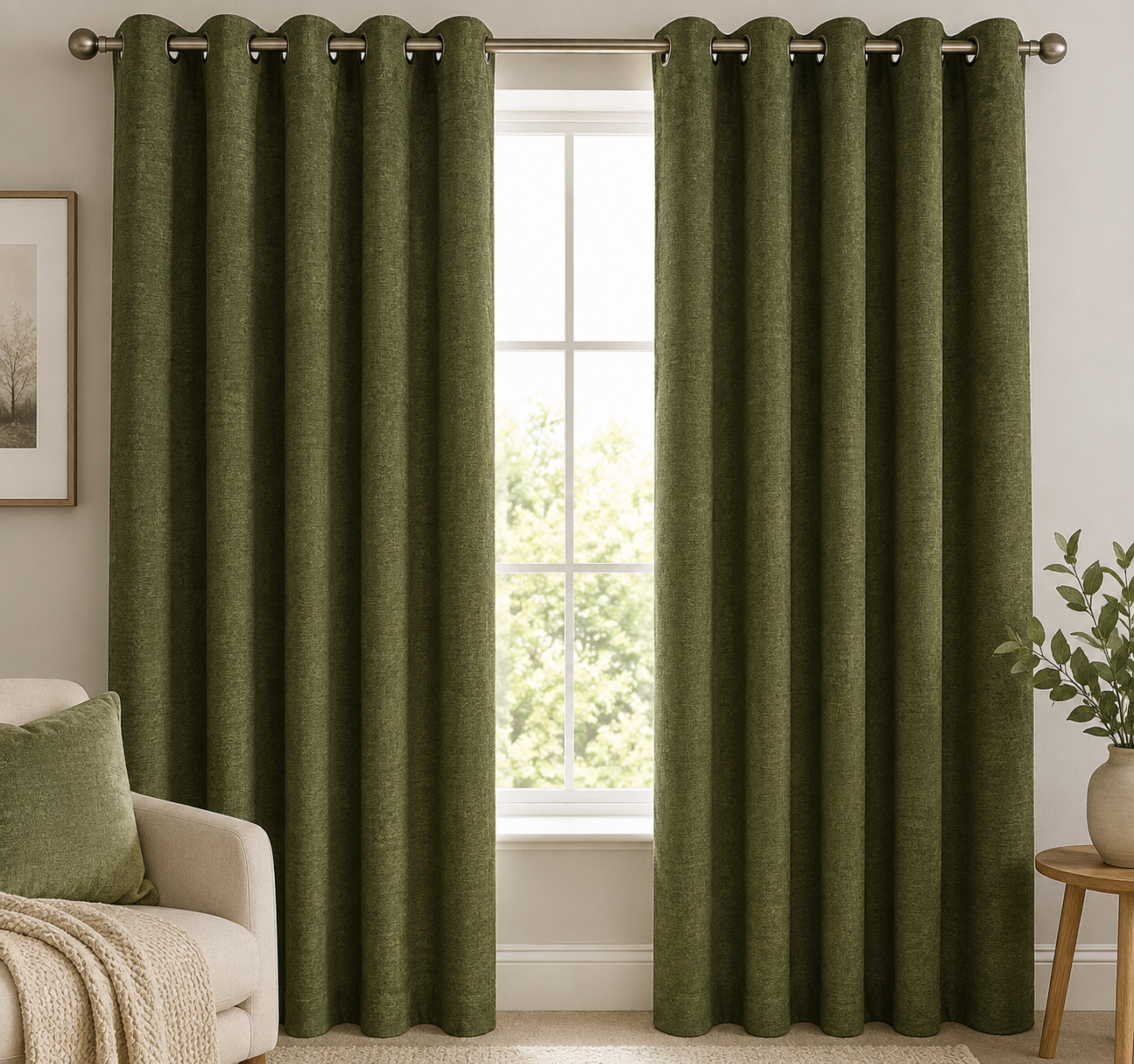 SLX Marble Forest Green Ready Made Eyelet Curtains