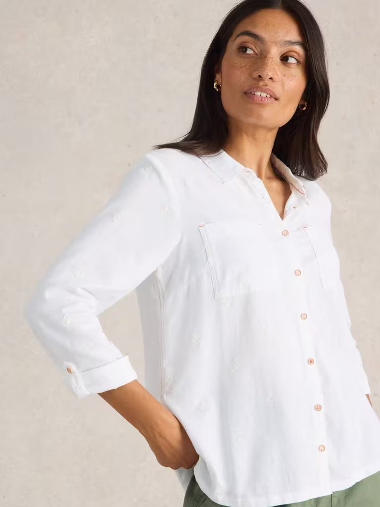 White Stuff Sophie Organic Cotton Shirt - Pale Ivory