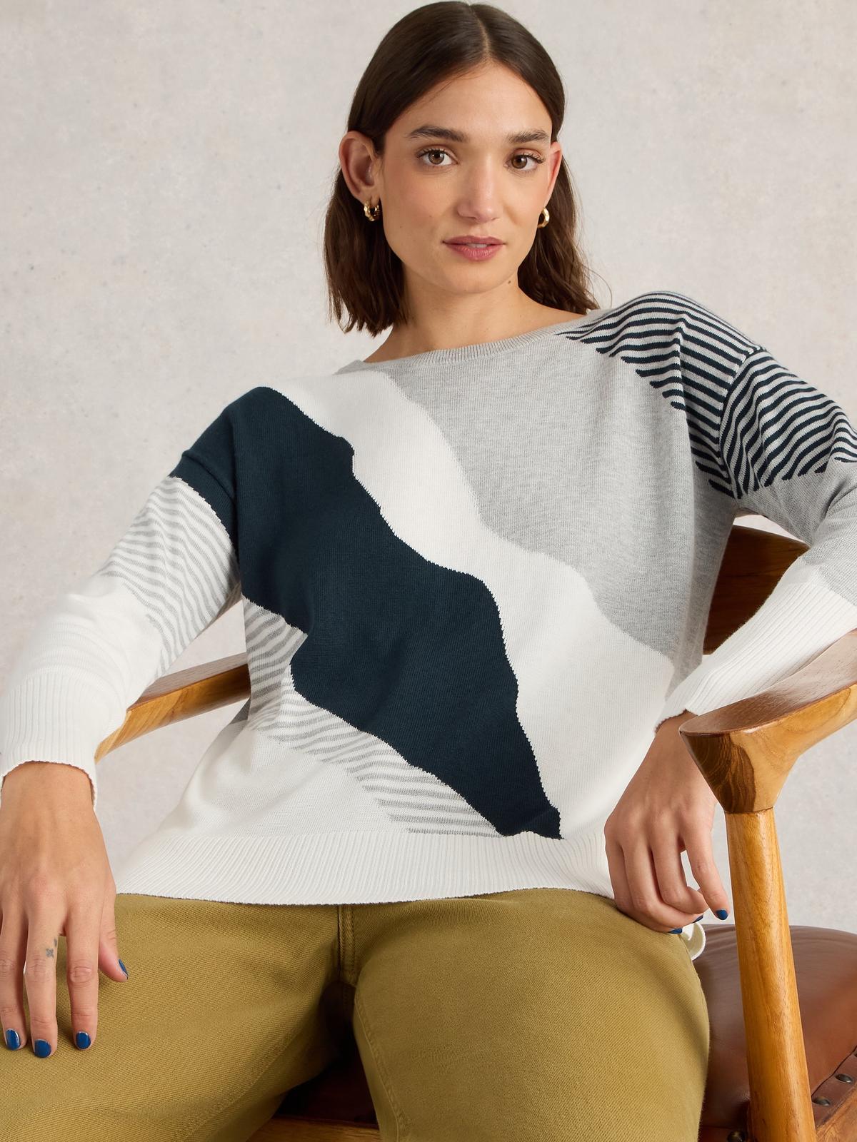 White Stuff Olive Abstract Jumper