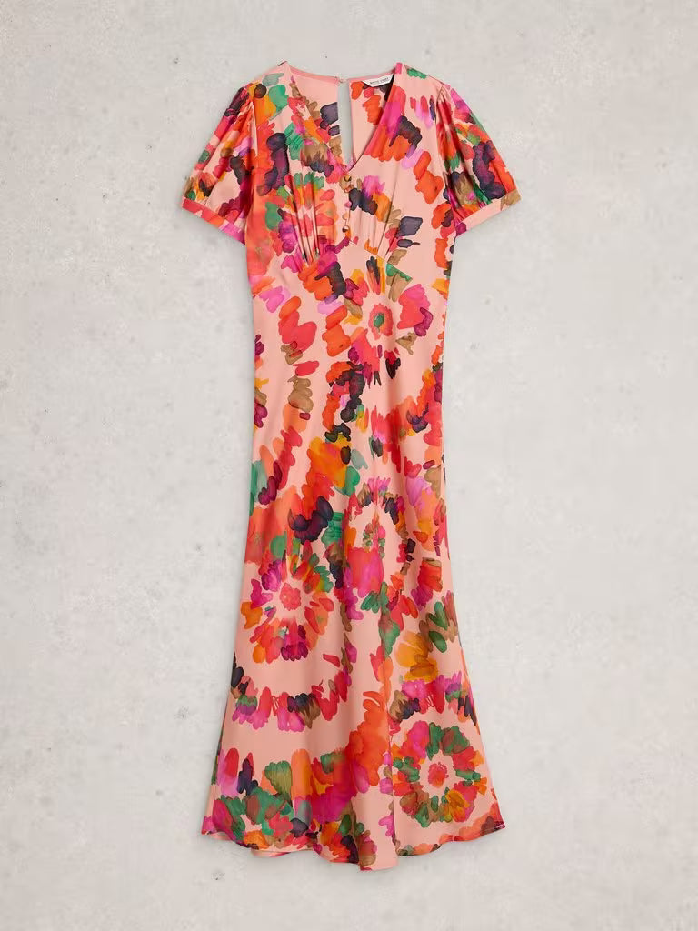 White Stuff Abstract Floral Midi Dress – Multi