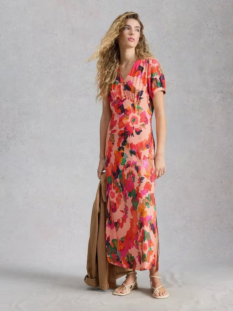 White Stuff Abstract Floral Midi Dress – Multi