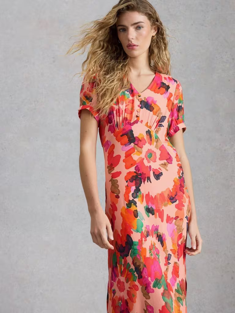 White Stuff Abstract Floral Midi Dress – Multi