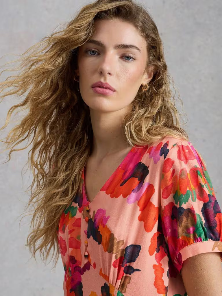 White Stuff Abstract Floral Midi Dress – Multi