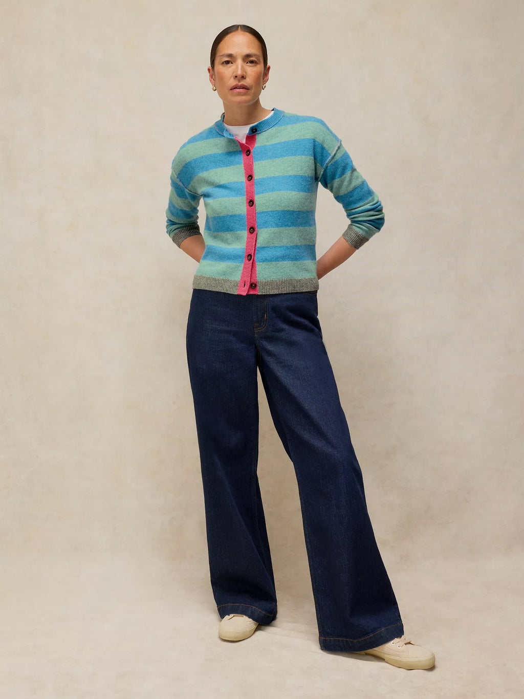 White Stuff Sansa Stripe Cardigan - Blue Multi