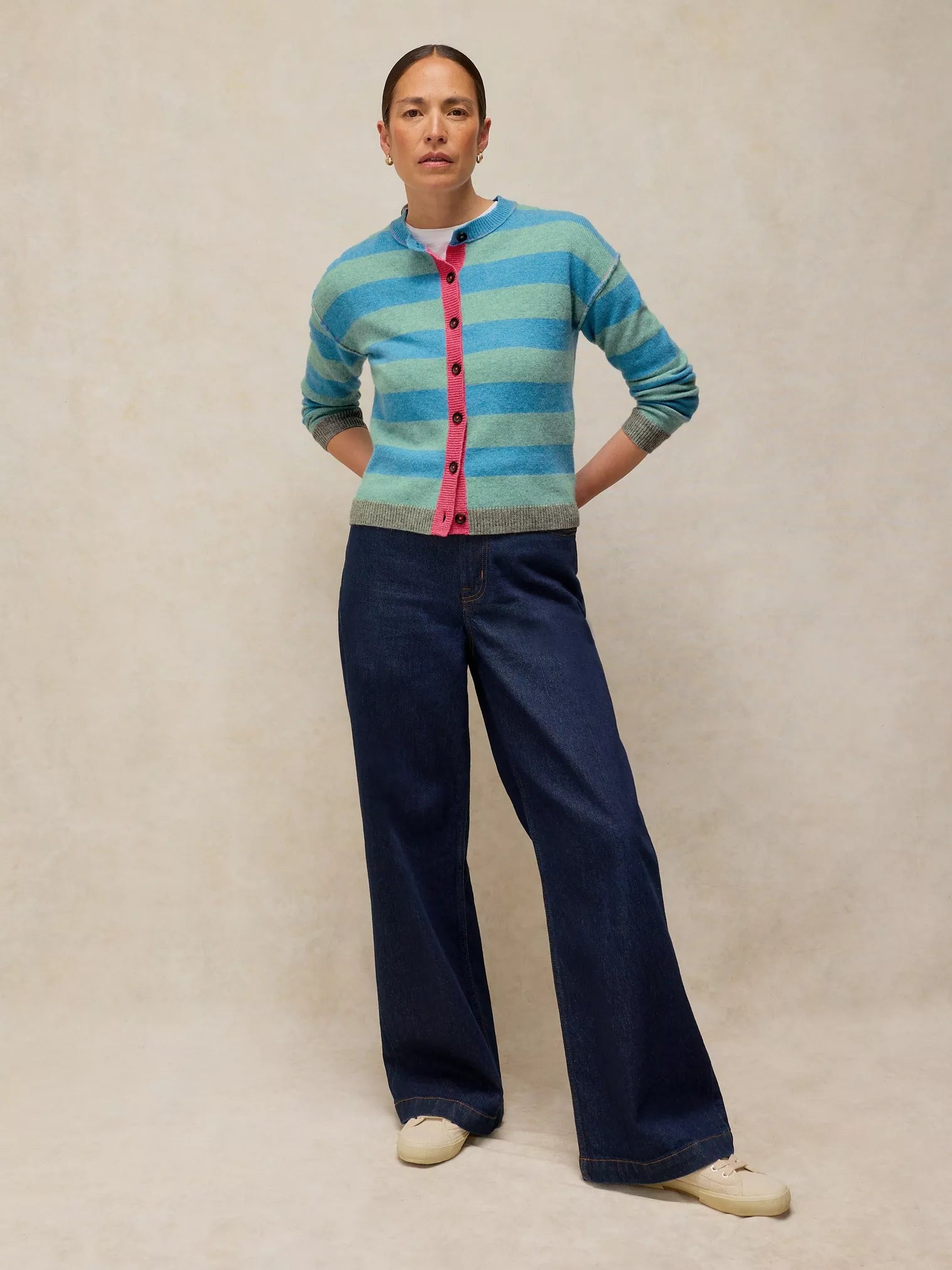White Stuff Sansa Stripe Cardigan - Blue Multi