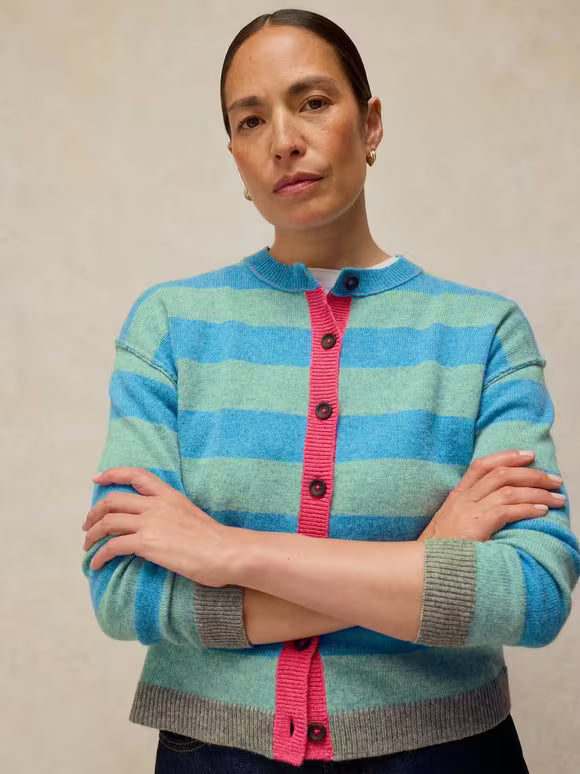 White Stuff Sansa Stripe Cardigan - Blue Multi