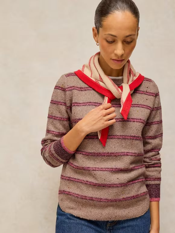 White Stuff Talia Nep Stripe Jumper - Natural Multi