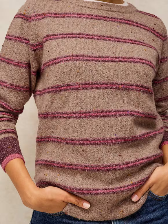 White Stuff Talia Nep Stripe Jumper - Natural Multi
