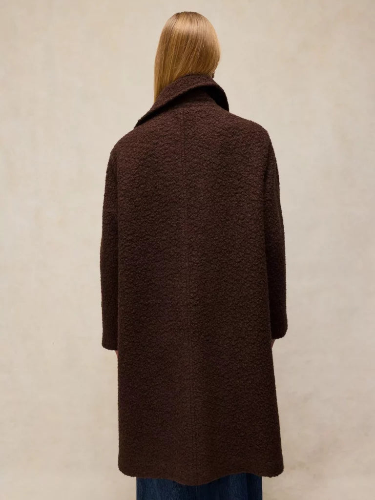 White Stuff Brown wool trench Textured Coat
