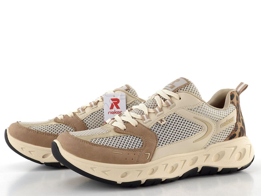Rieker Women's Beige Mesh Chunky Trainers