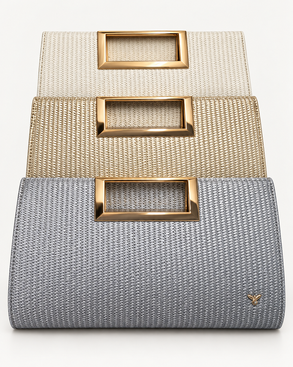 pepe moll Eva Metallic Silver Woven Clutch Bag