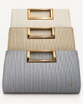 pepe moll Eva Metallic Silver Woven Clutch Bag