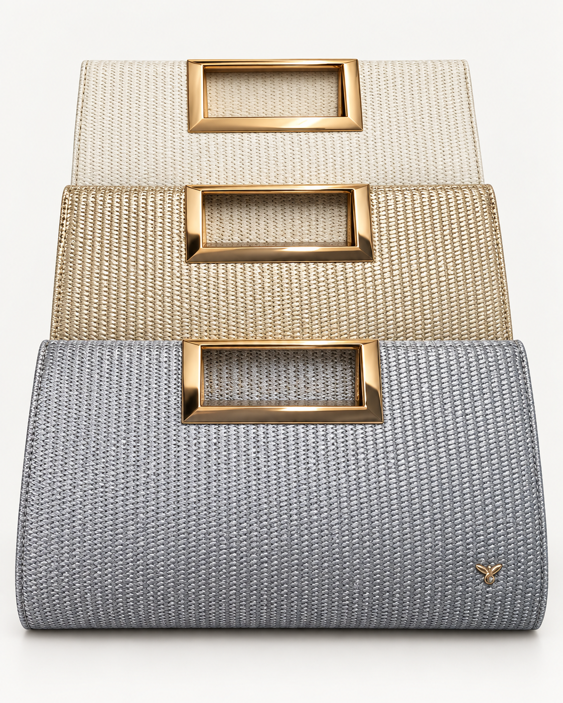 pepe moll Eva Metallic Silver Woven Clutch Bag