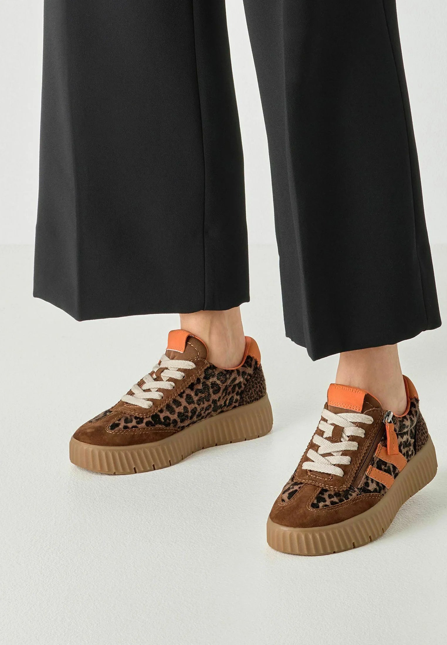 Tamaris Comfort Leopard & Orange Platform Trainers