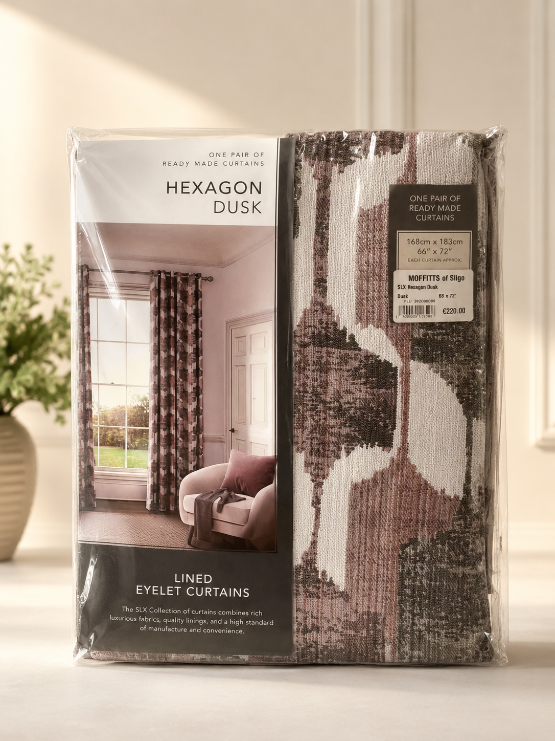 SLX Hexagon Dusk Lined Eyelet Curtains