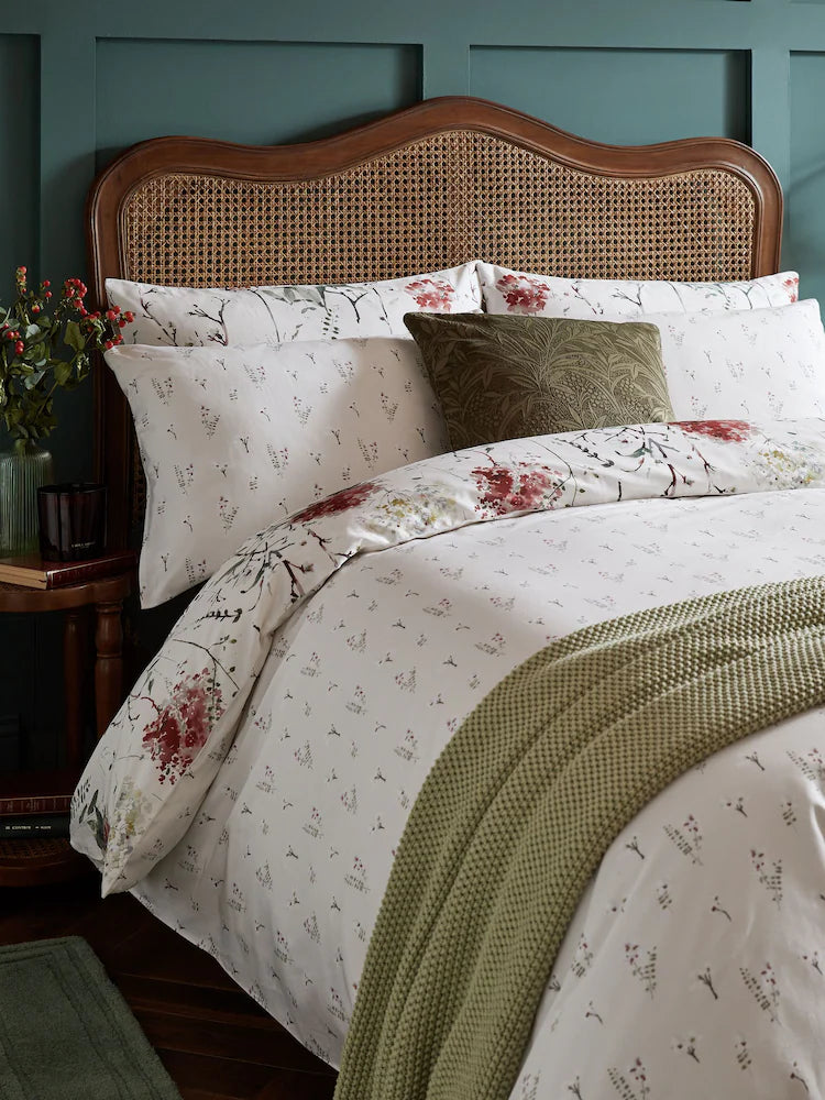 Laura Ashley Pallington Ruby 100% Cotton Duvet Cover Set