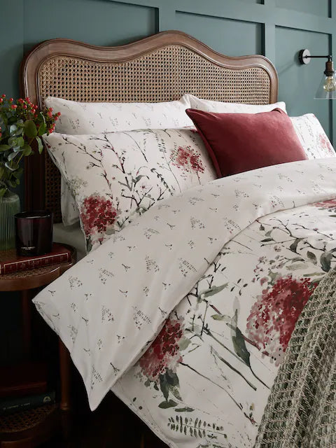 Laura Ashley Pallington Ruby 100% Cotton Duvet Cover Set