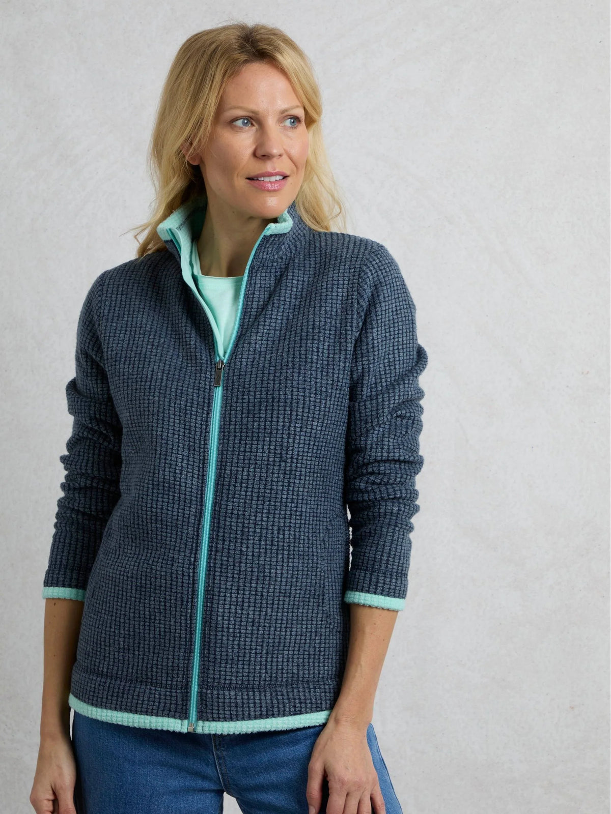 Weird Fish Ariana Full Zip Fleece - Rich Navy