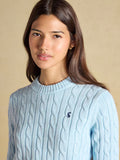 Joules Light Blue Classic Crew Neck Cotton Cable Knit Jumper