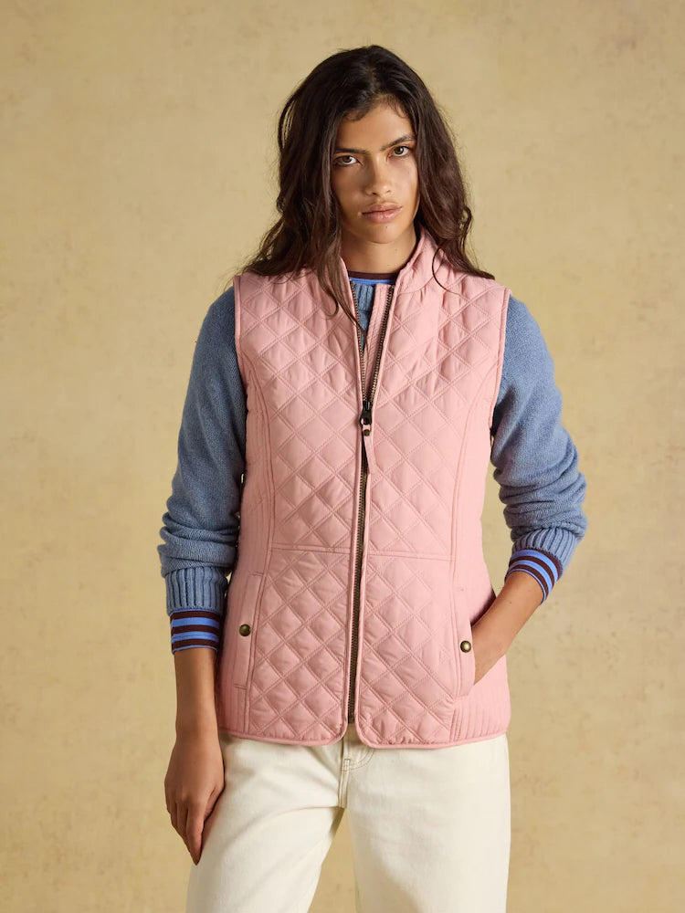 Joules Minx Pink Showerproof Diamond Quilted Gilet