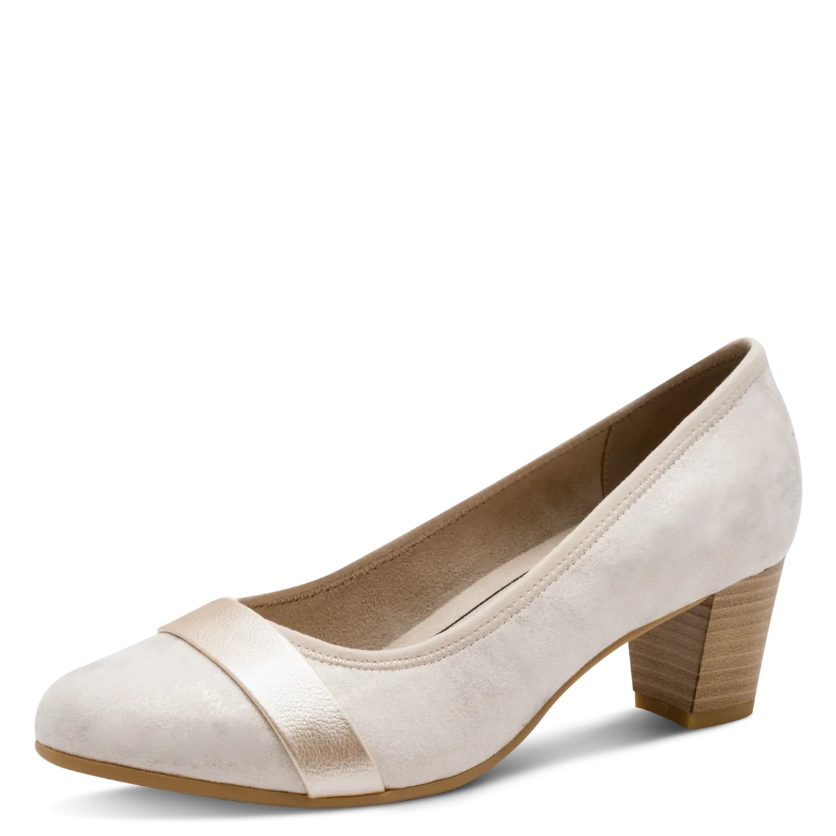 Jana Women's Block Heeled Plumps with Gold Trim