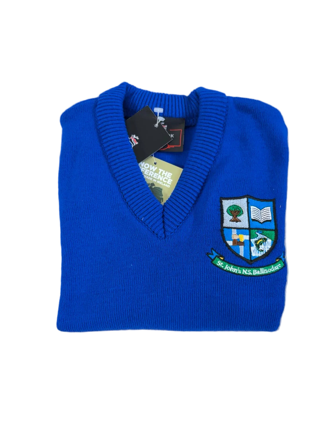 St John's NS Ballisodare Sligo School Jumper - Blue V-Neck
