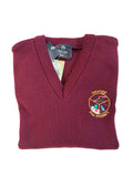 Grange Post Primary School Jumper - Maroon V-Neck- Sligo