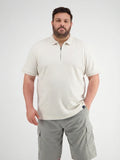 Lerros Men's Cloud White Textured Zip Polo Shirt