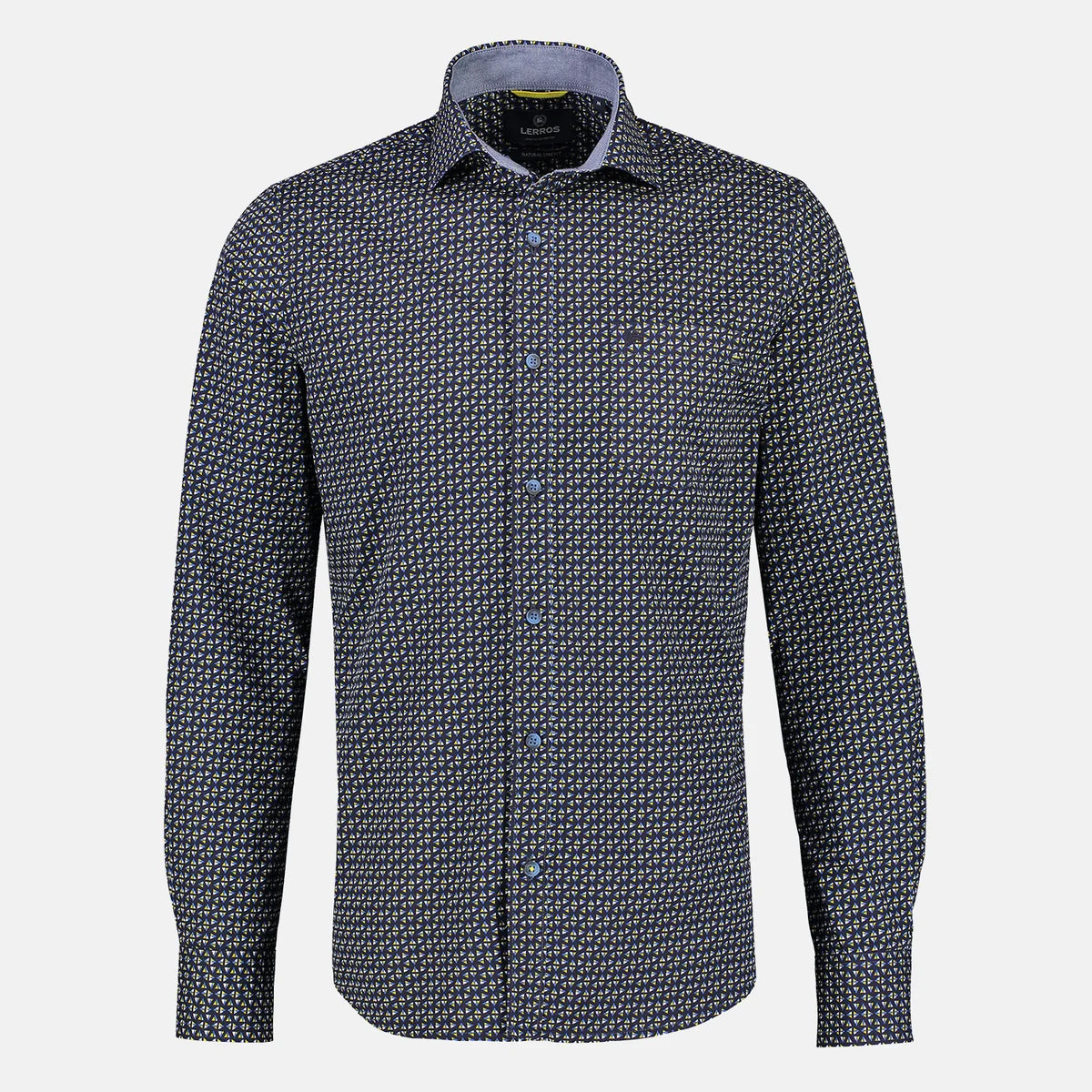 Lerros Men's Navy Geometric Soft Print Shirt