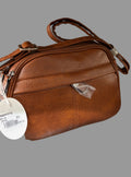 Women's Tan Multi-Zip Crossbody Bag