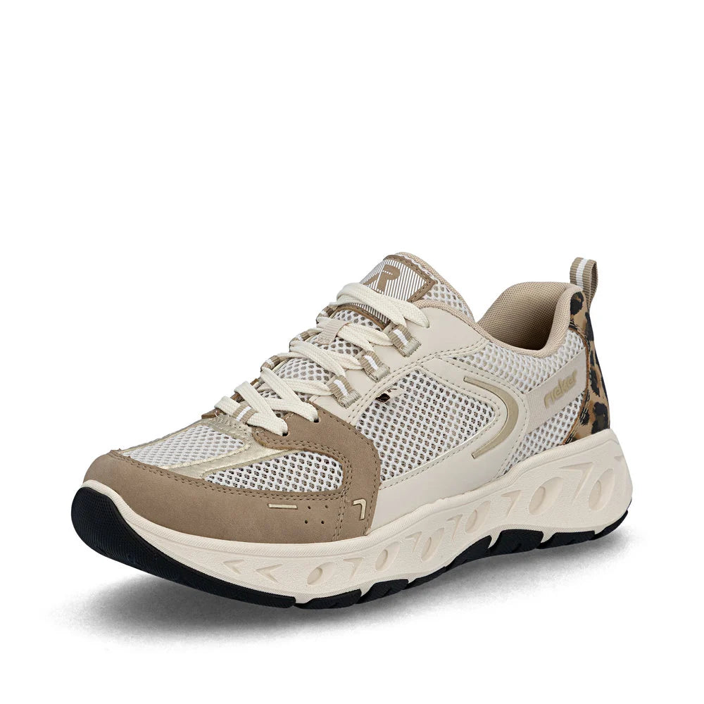 Rieker Women's Beige Mesh Chunky Trainers