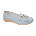 Jo & Joe Baby Blue Loafers with Gold Trim & Tassels