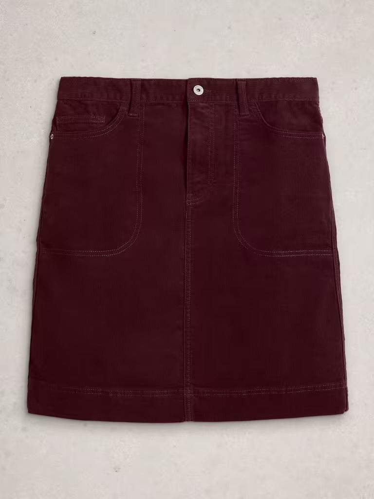White Stuff Tia Cord Skirt - Dark Plum