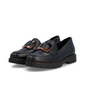 Black Buckle Loafer Rieker Block Heel